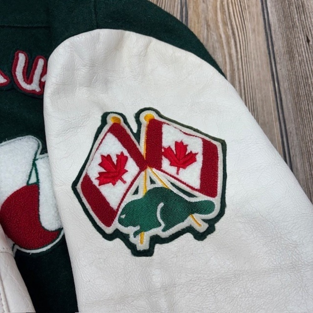 7UP Vintage Retro Old School Roots Canada Leather Wool Varsity Jacket Large/XL - Picture 4 of 16